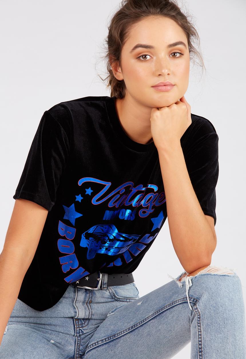 Supré  - Velour tee - black 