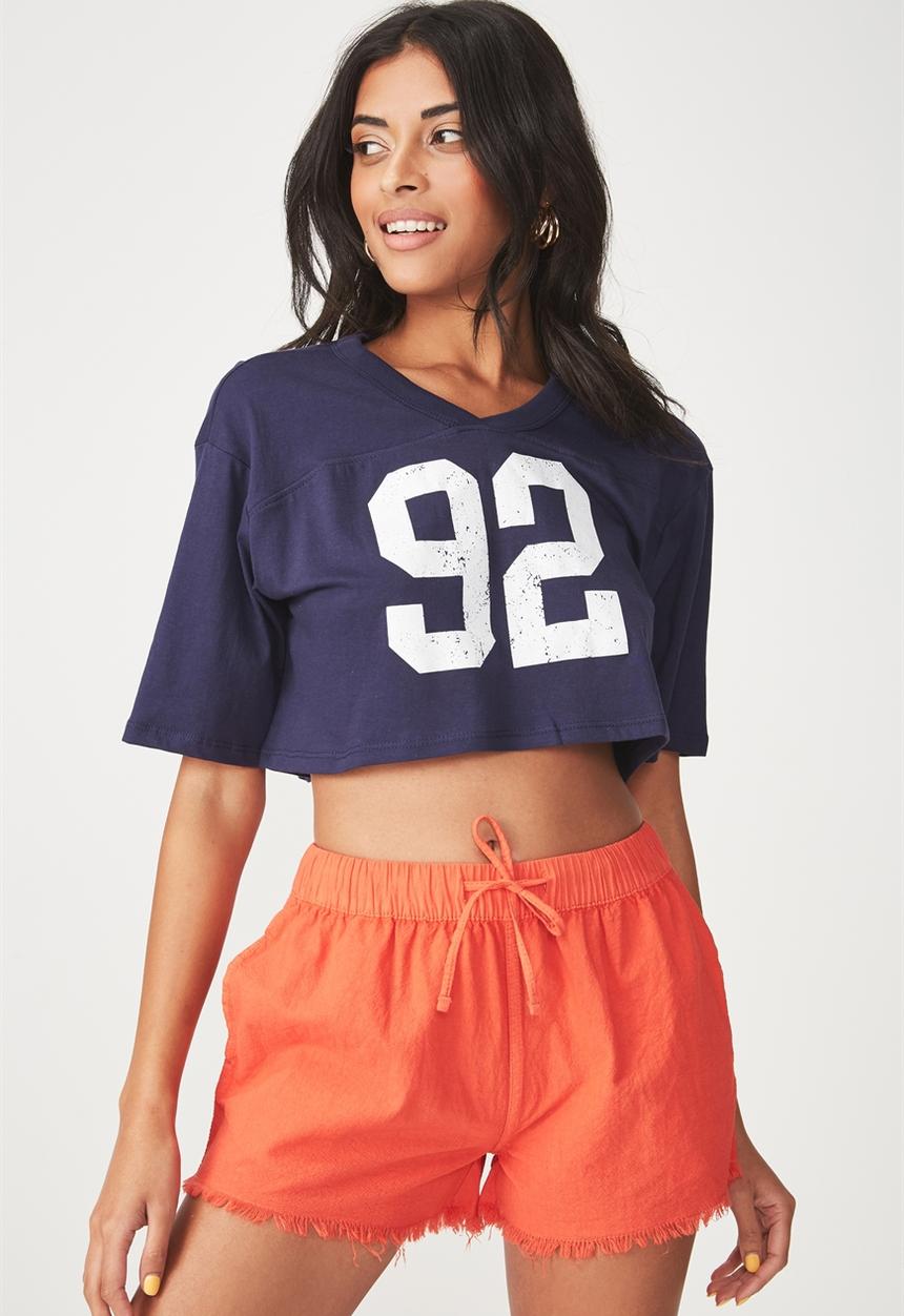Supré  - V-neck boxy crop - navy