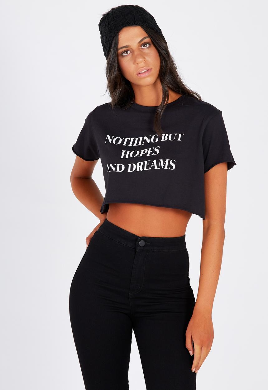 Supré  - Printed super crop tee dreams - black