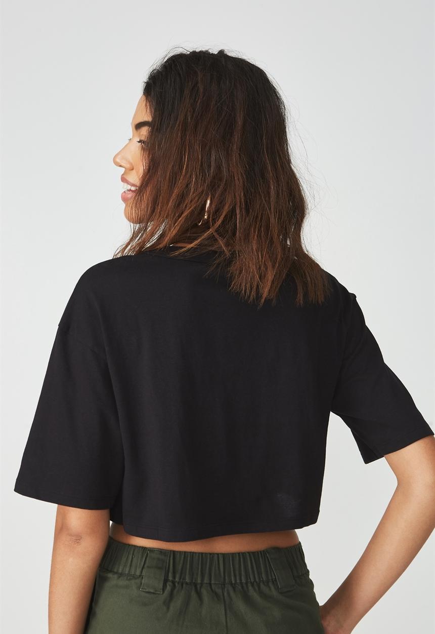 Supré  - V-neck boxy crop - black 