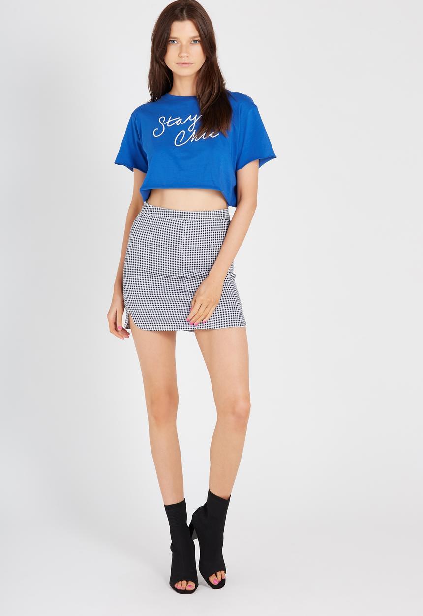 Supré  - Printed super crop tee stay chic - blue