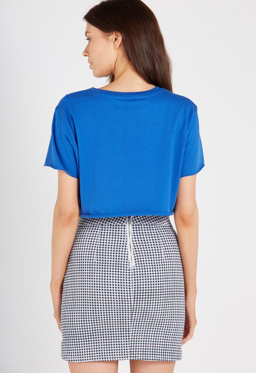 Supré  - Printed super crop tee stay chic - blue