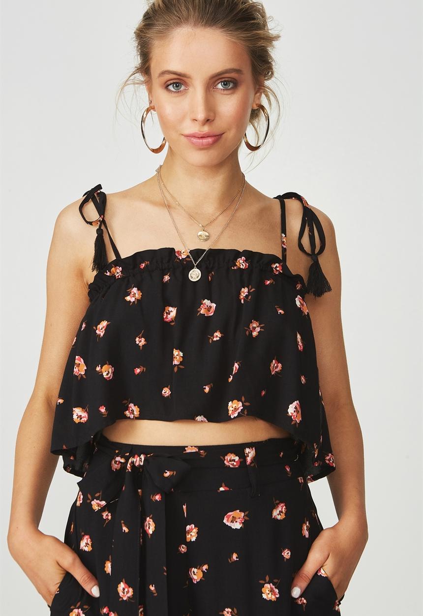 Supré  - Tie shoulder crop top - multi 