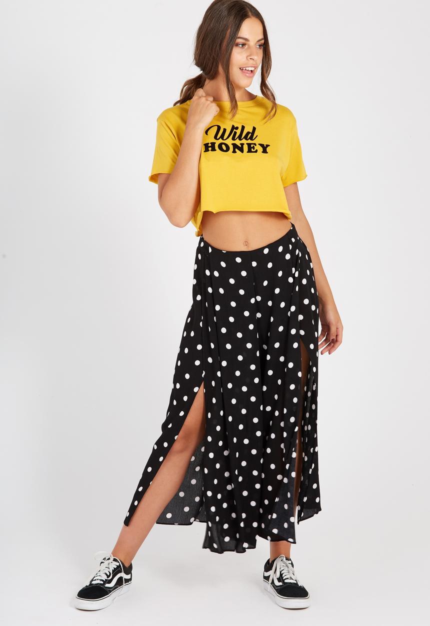 Supré  - Printed super crop tee wild honey - yellow