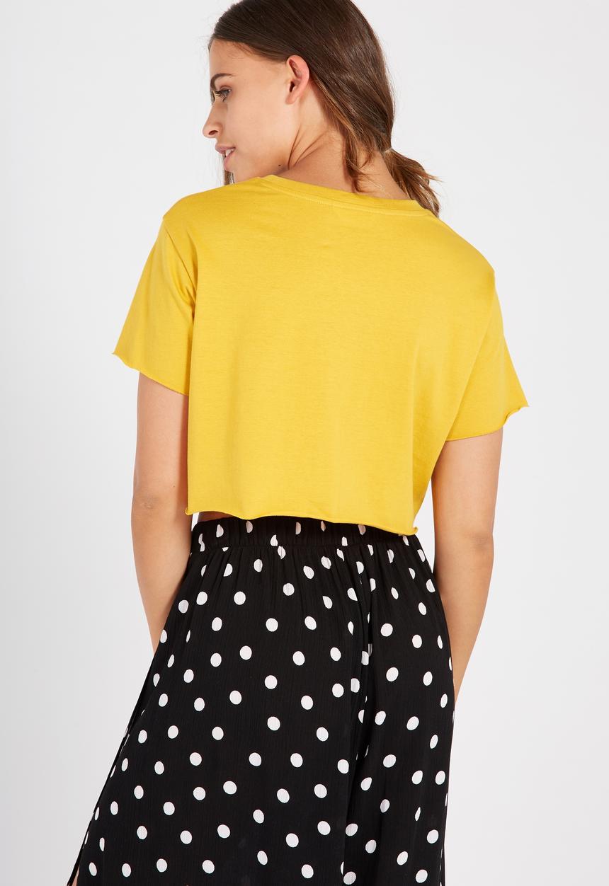 Supré  - Printed super crop tee wild honey - yellow
