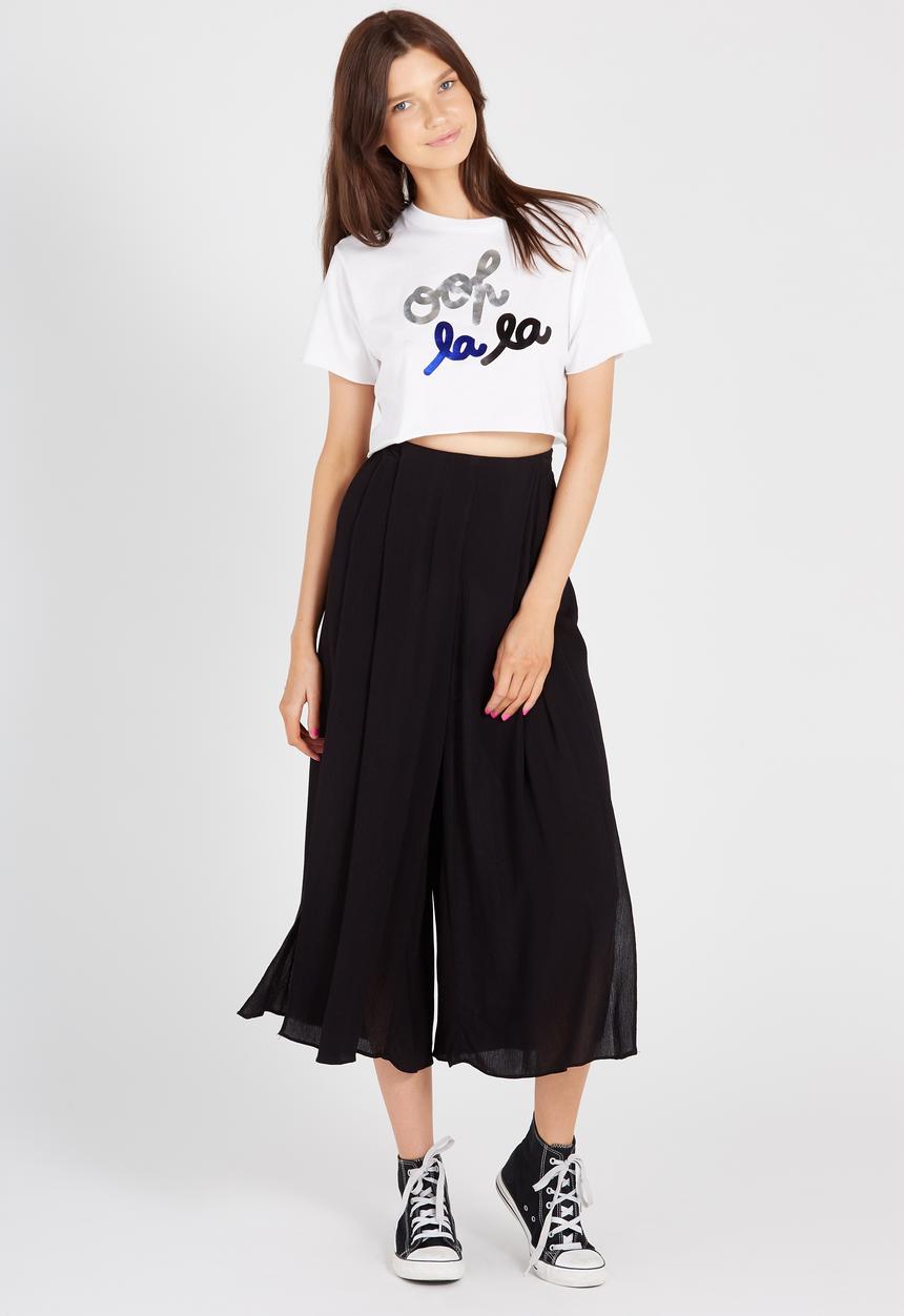 Supré  - Printed super crop tee ooh lala - white