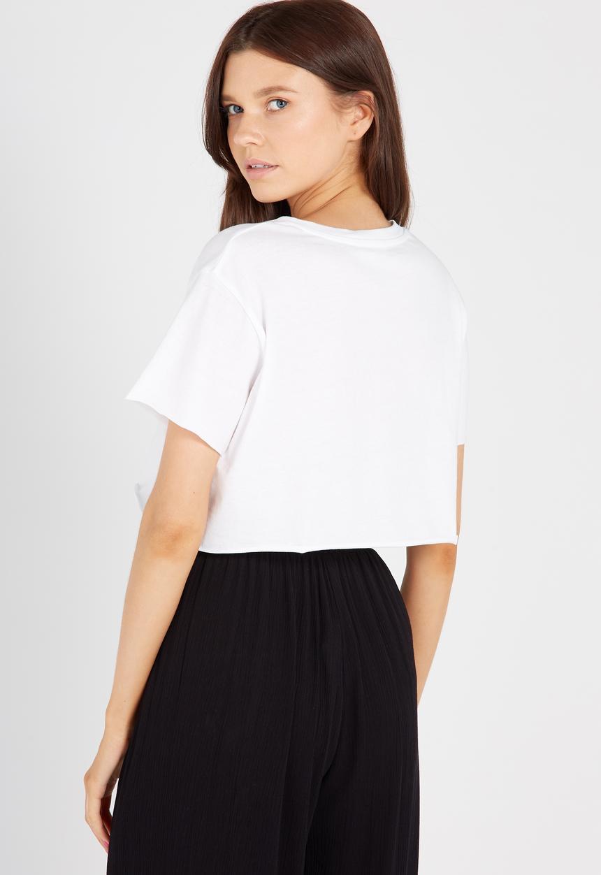 Supré  - Printed super crop tee ooh lala - white