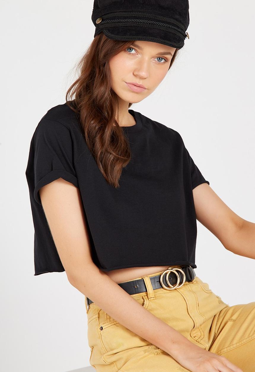 Supré  - Super crop tee - black 