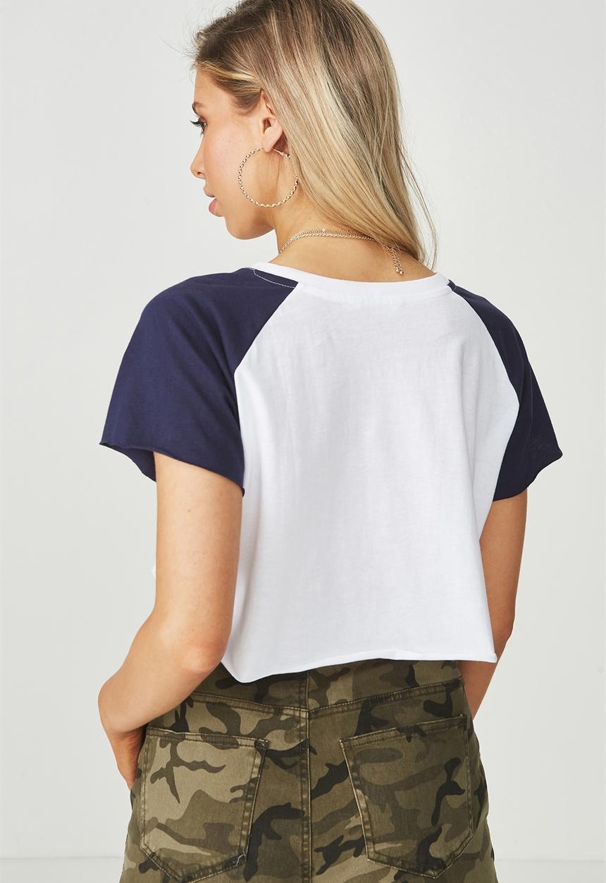 Supré  - Raglan super cropped tee edition - navy & white
