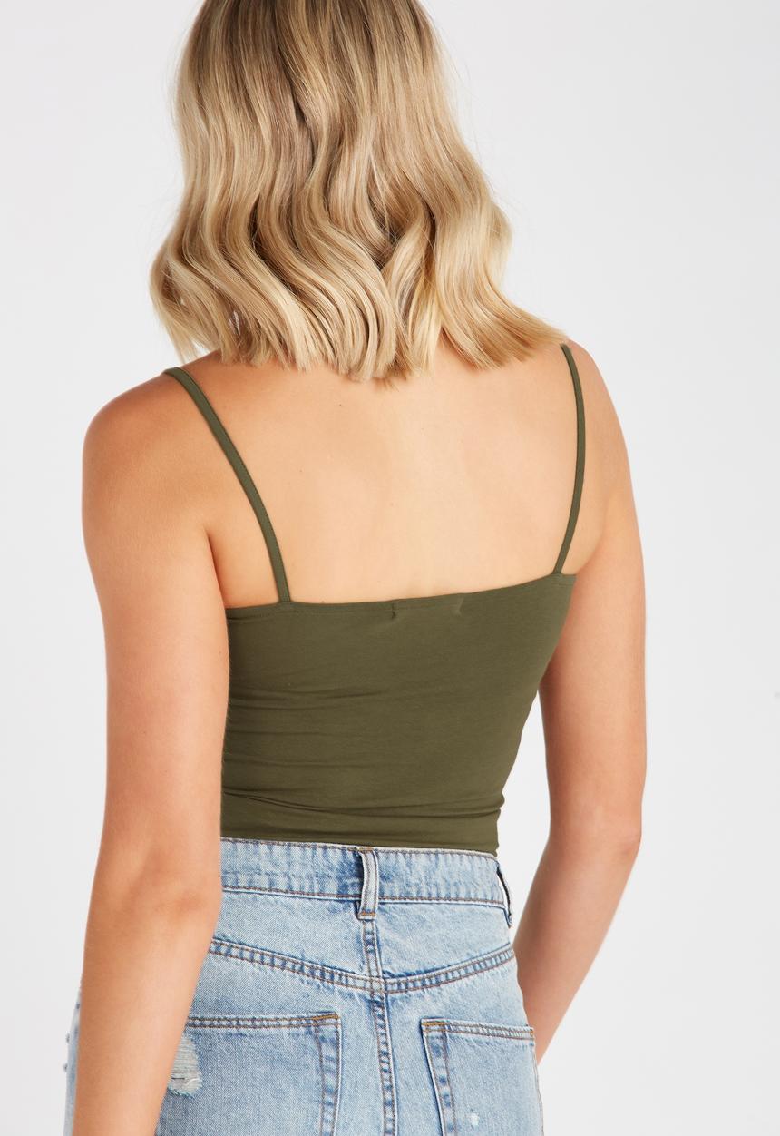 Supré  - Square neck cami - olive 