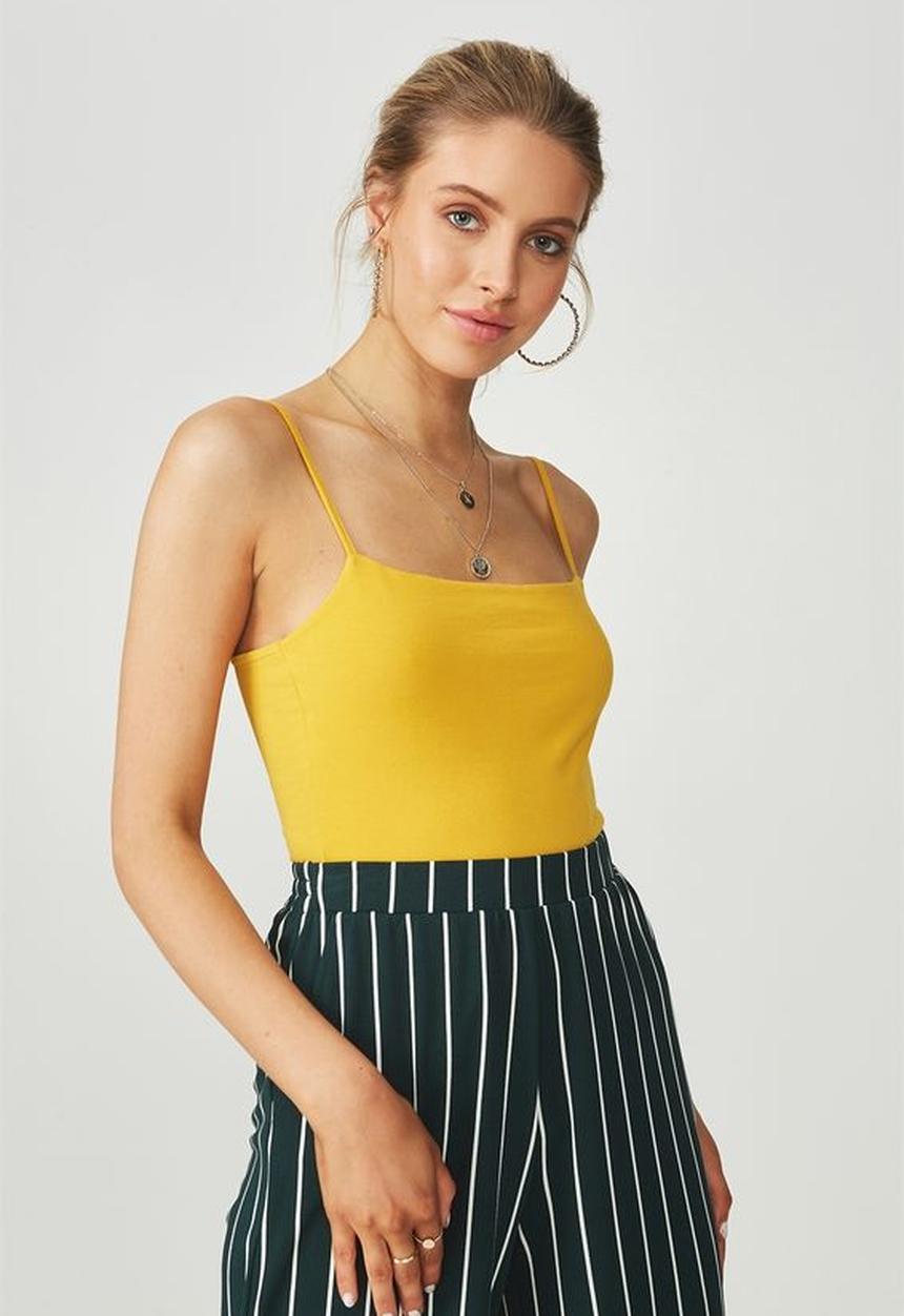 Supré  - Square neck cami - yellow 