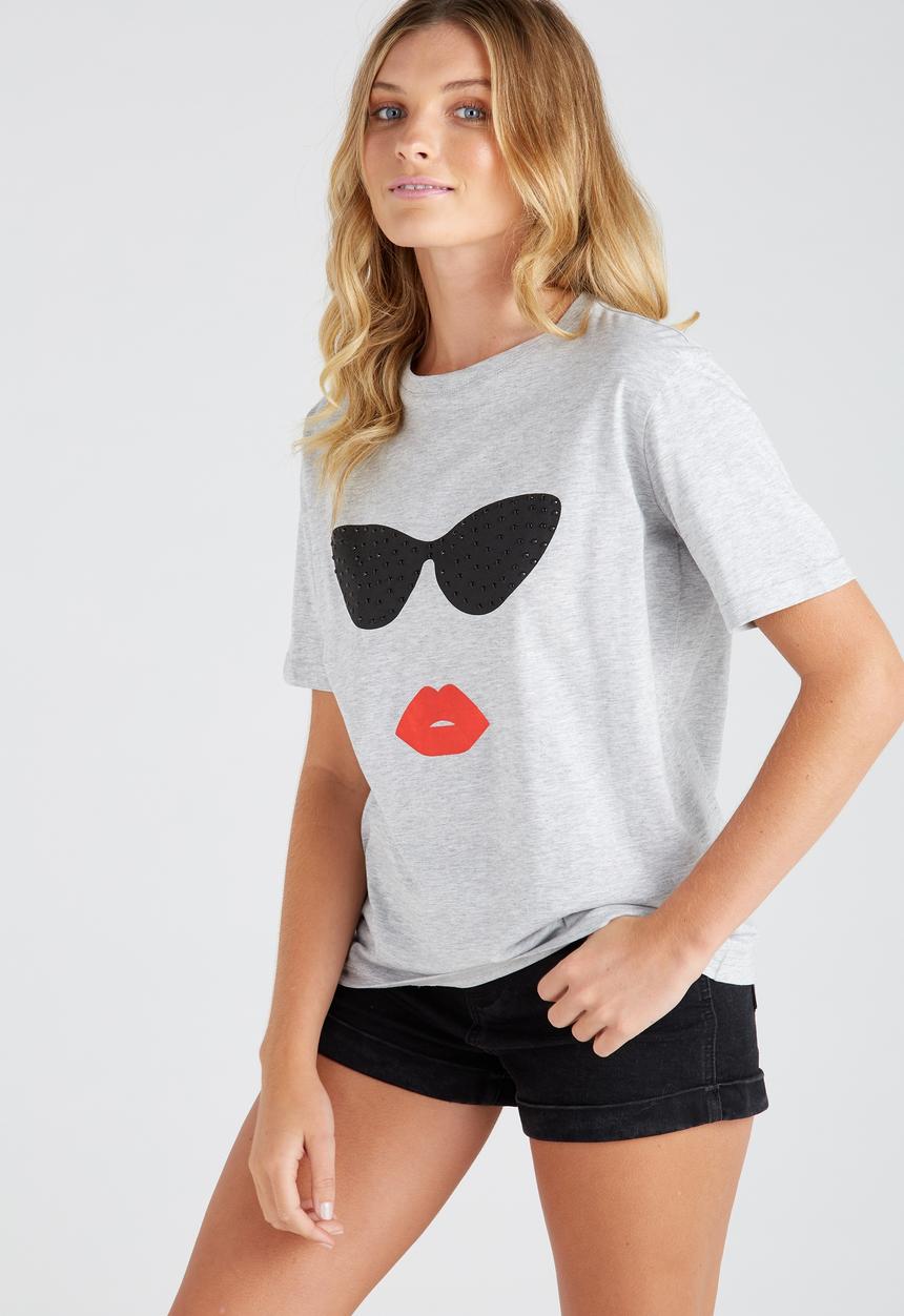 Supré  - Royal printed tee - grey 