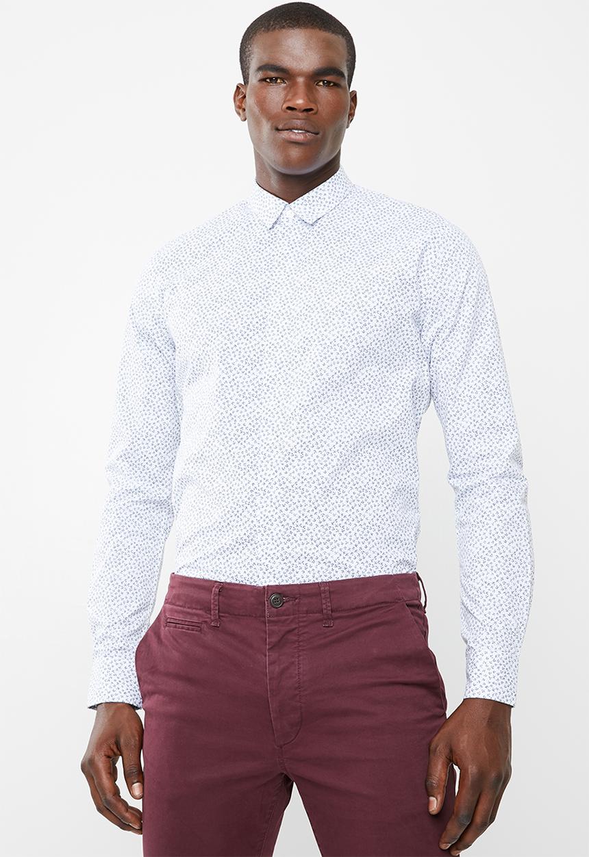 Only & Sons - Kalen ditsy shirt - white