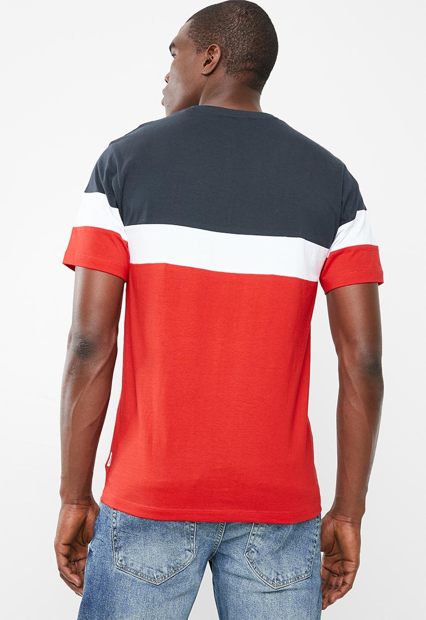 Only & Sons - Bailey colourblock short sleeve tee - navy & red