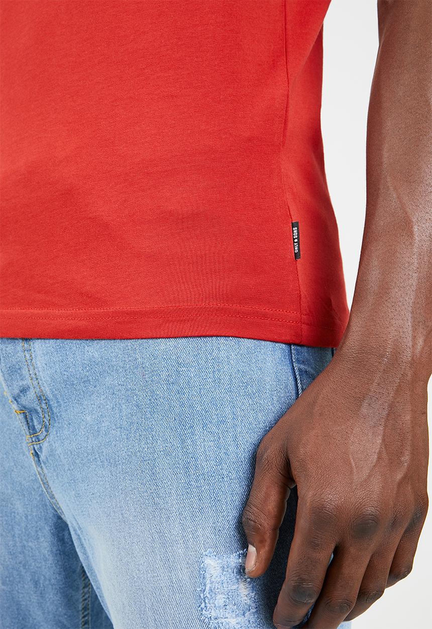 Only & Sons - Half zip colour block tee - navy/red
