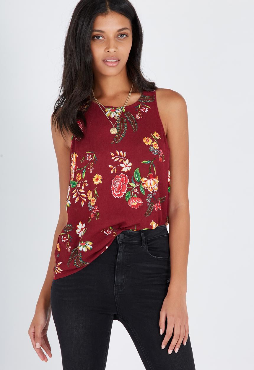 Supré  - Billie sleeveless top - burgundy floral