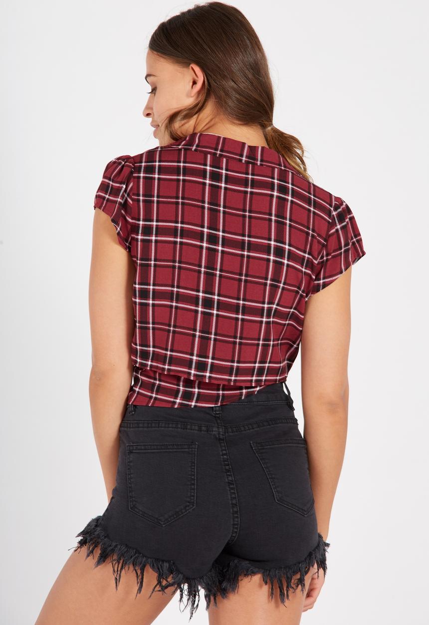 Supré  - Carmen tie front shirt - burgundy