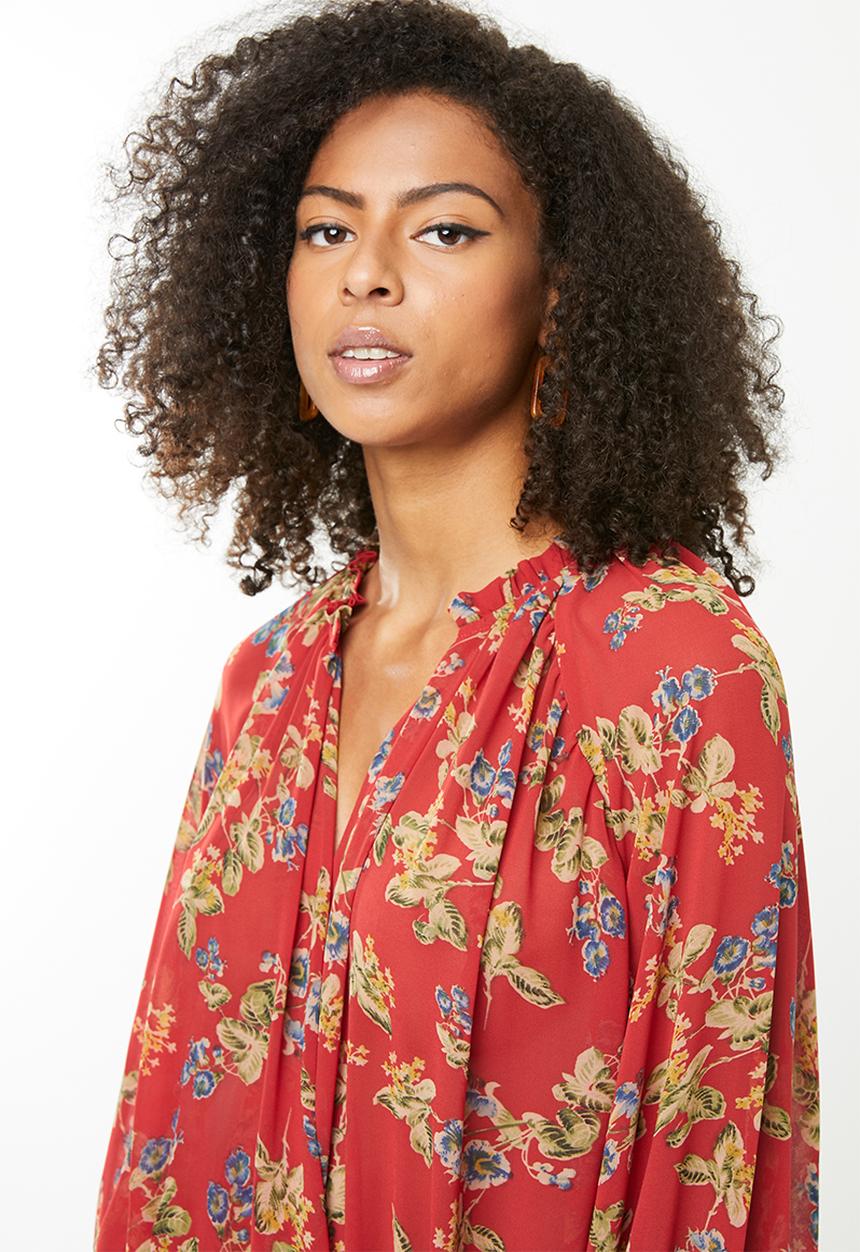 Missguided - Balloon sleeve bodysuit - red