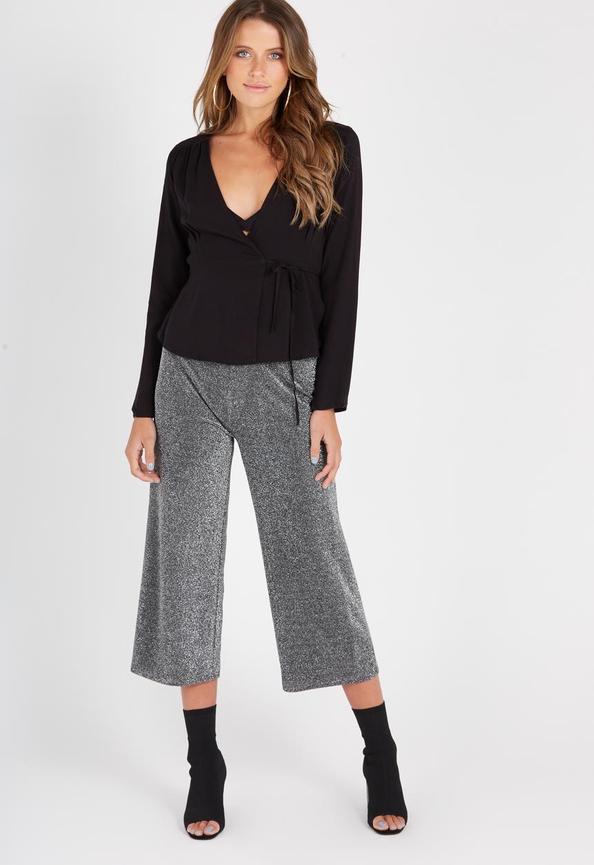 Supré  - Penelope long sleeve wrap top - black