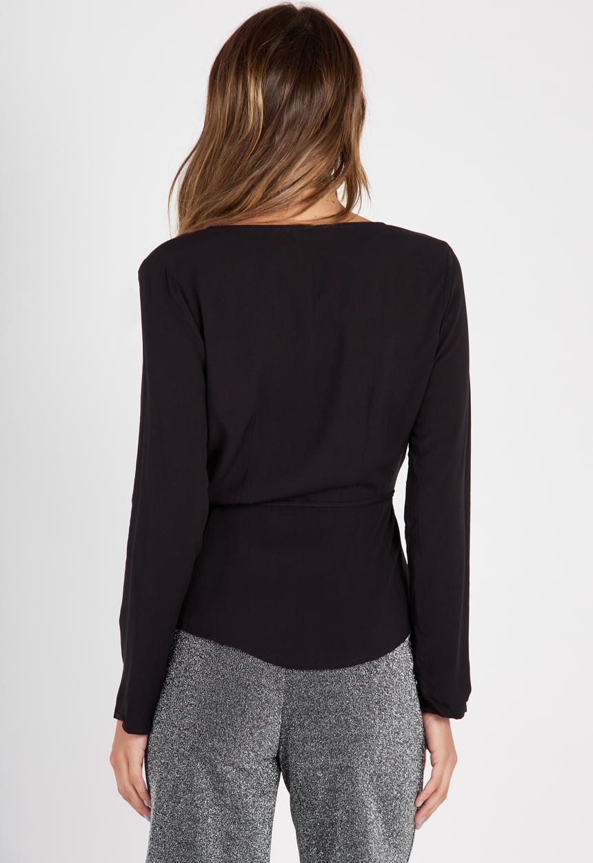 Supré  - Penelope long sleeve wrap top - black