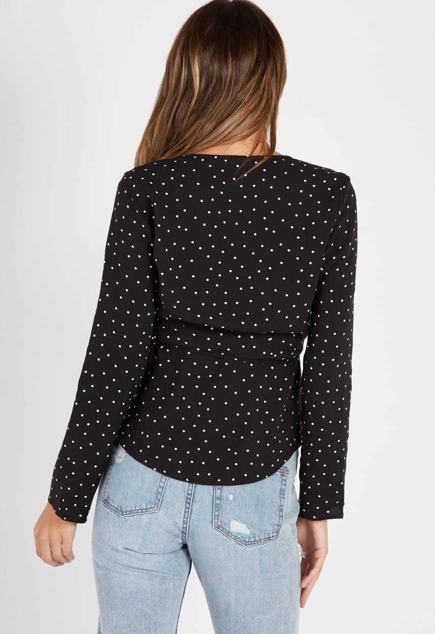 Supré  - Penelope long sleeve wrap top- black 