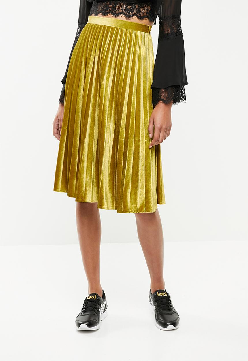 Missguided - Pleated knee length skirt - gold