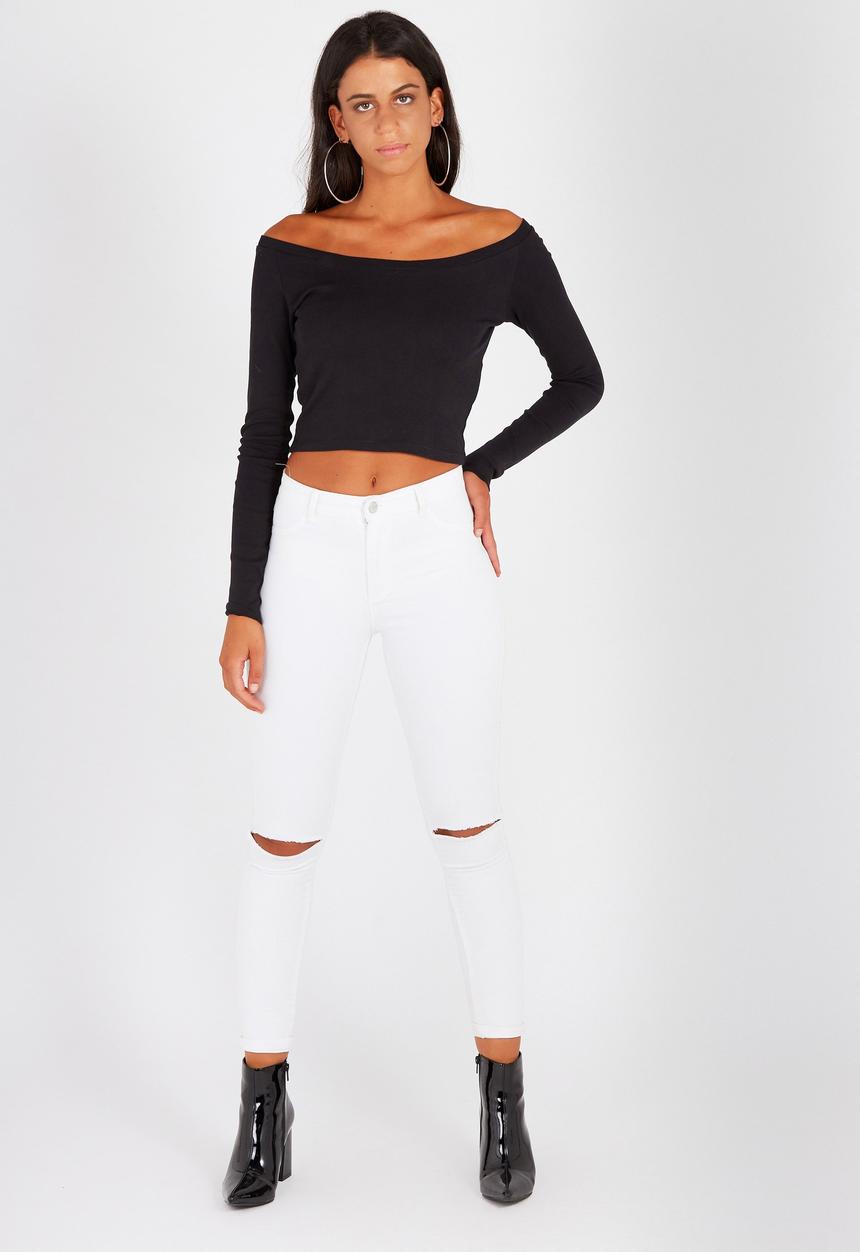 Supré  - Long sleeve scoop neck top - black 