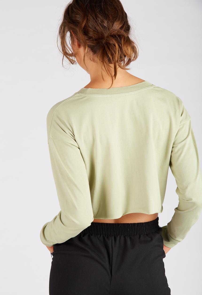 Supré  - Long sleeve super crop cuff tee - khaki
