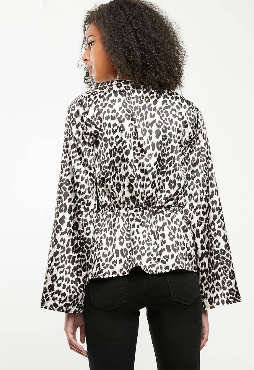 Missguided - Satin drape blouse - black