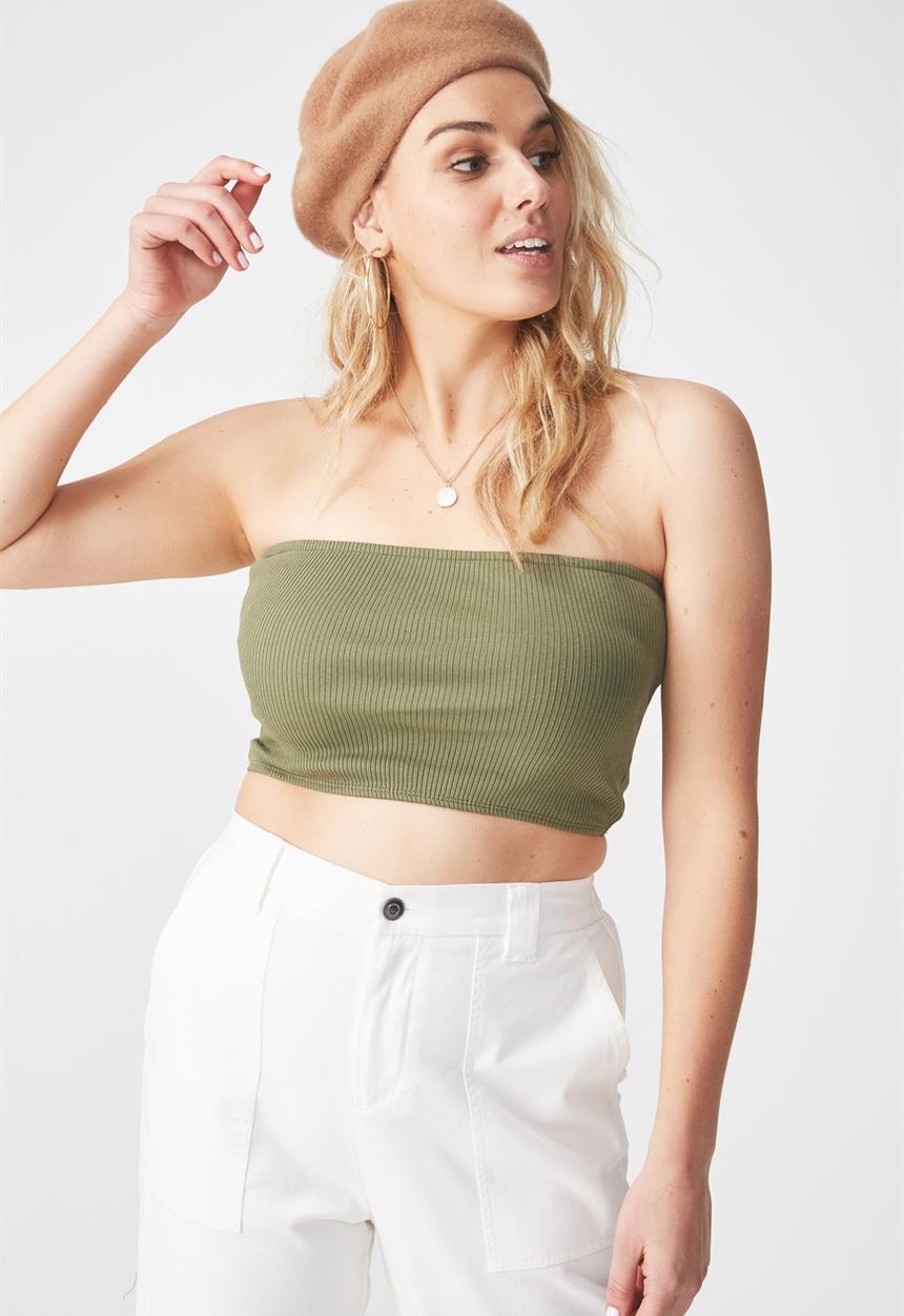 Supré  - Bella rib boobtube - light khaki