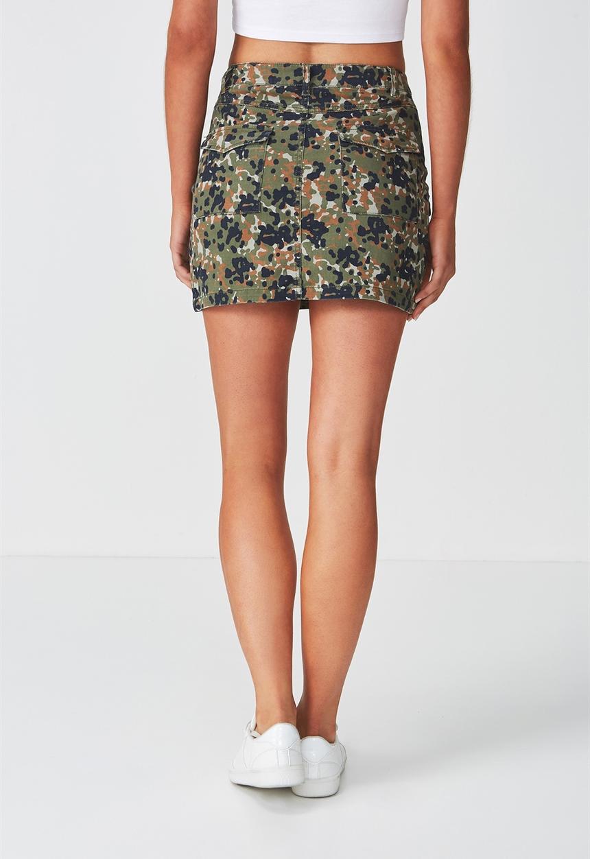Supré  - Cargo mini skirt - green, black & brown