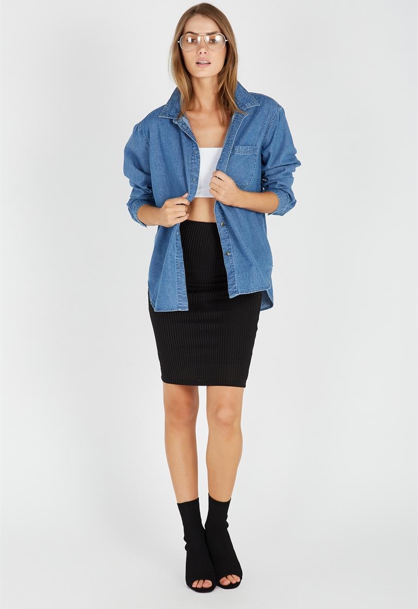 Supré  - Luxe rib tube skirt - black 