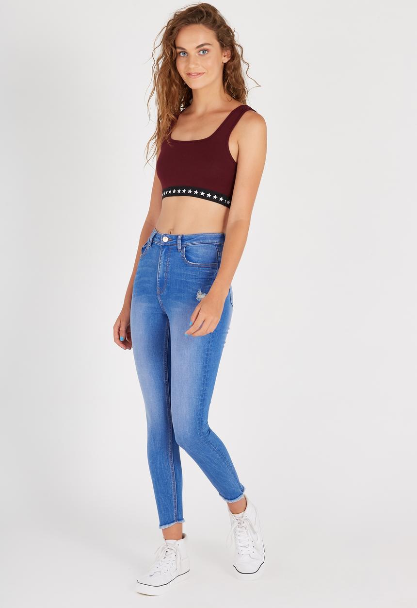Supré  - Jacquard crop top - burgundy