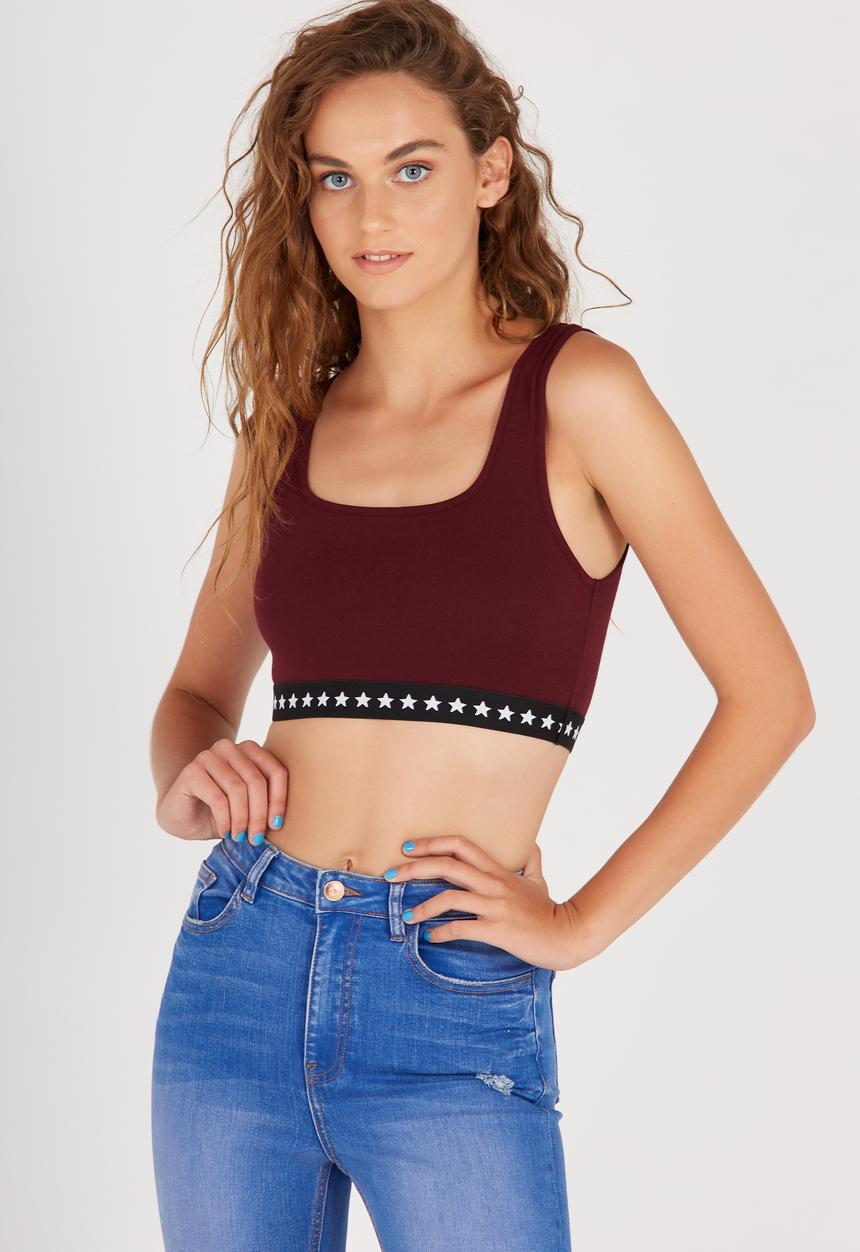 Supré  - Jacquard crop top - burgundy