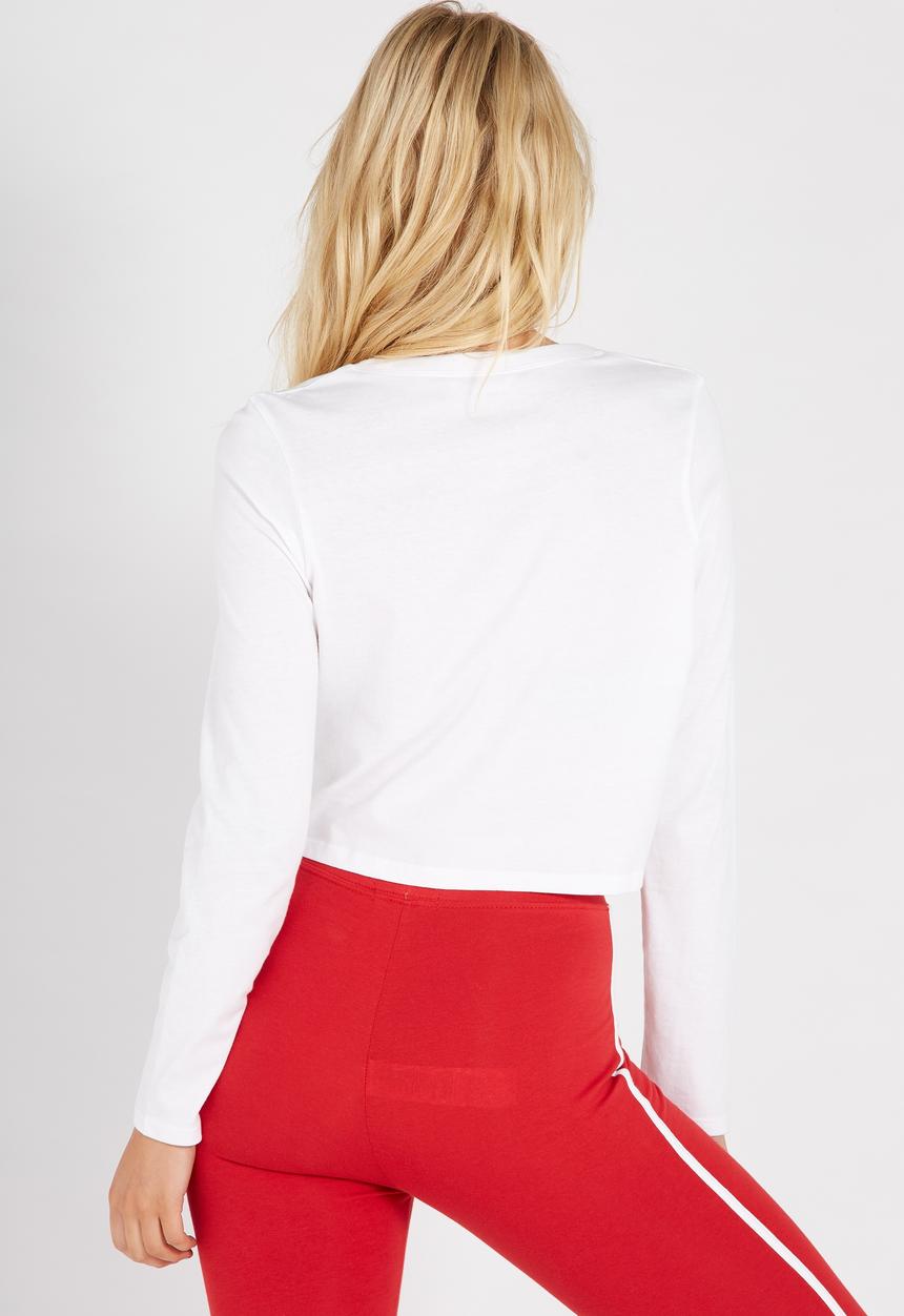 Supré  - Printed long sleeve loose crop - white