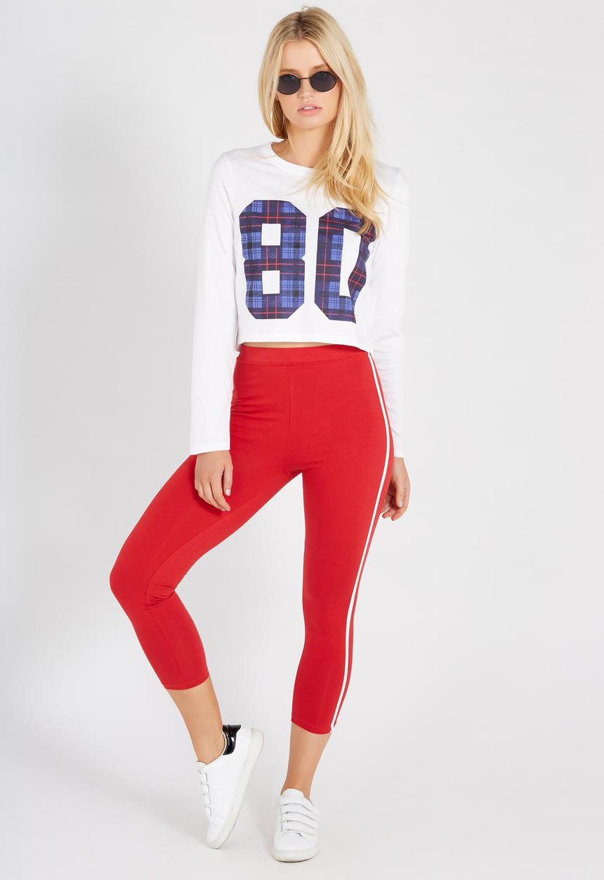Supré  - Printed long sleeve loose crop - white