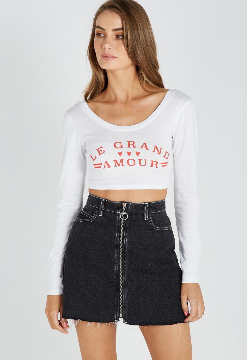 Supré  - Long sleeve printed tiny tee le grand - white
