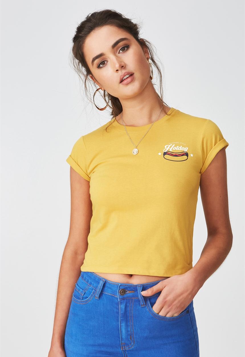 Supré  - Printed baby tee - yellow 