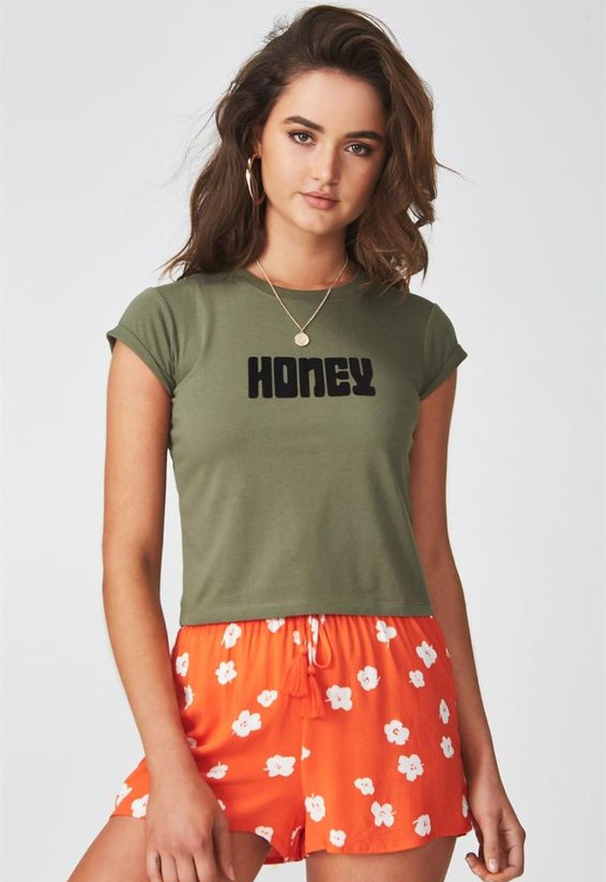 Supré  - Printed baby tee - khaki