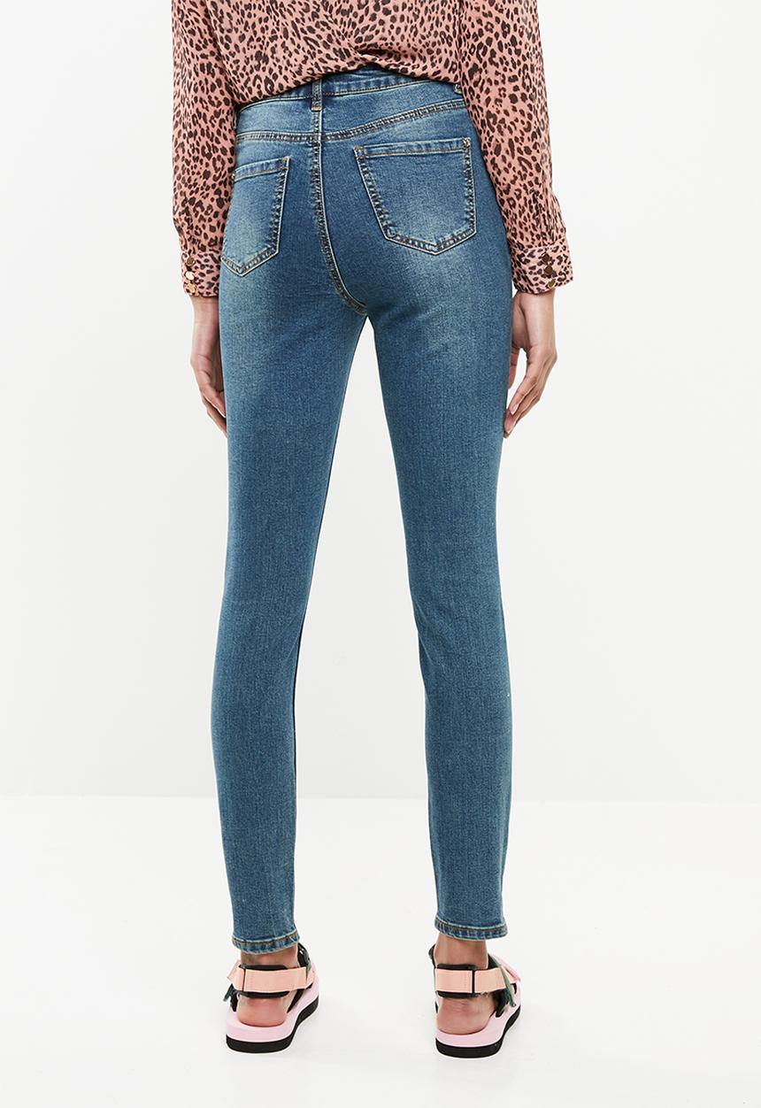 Missguided - Sinner distress knee cut hem high waisted- stonewash