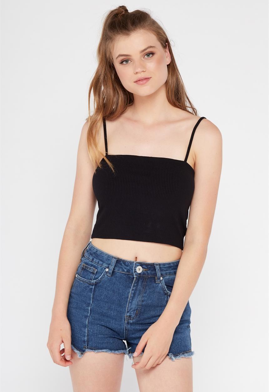 Factorie - Ribbing cami - black