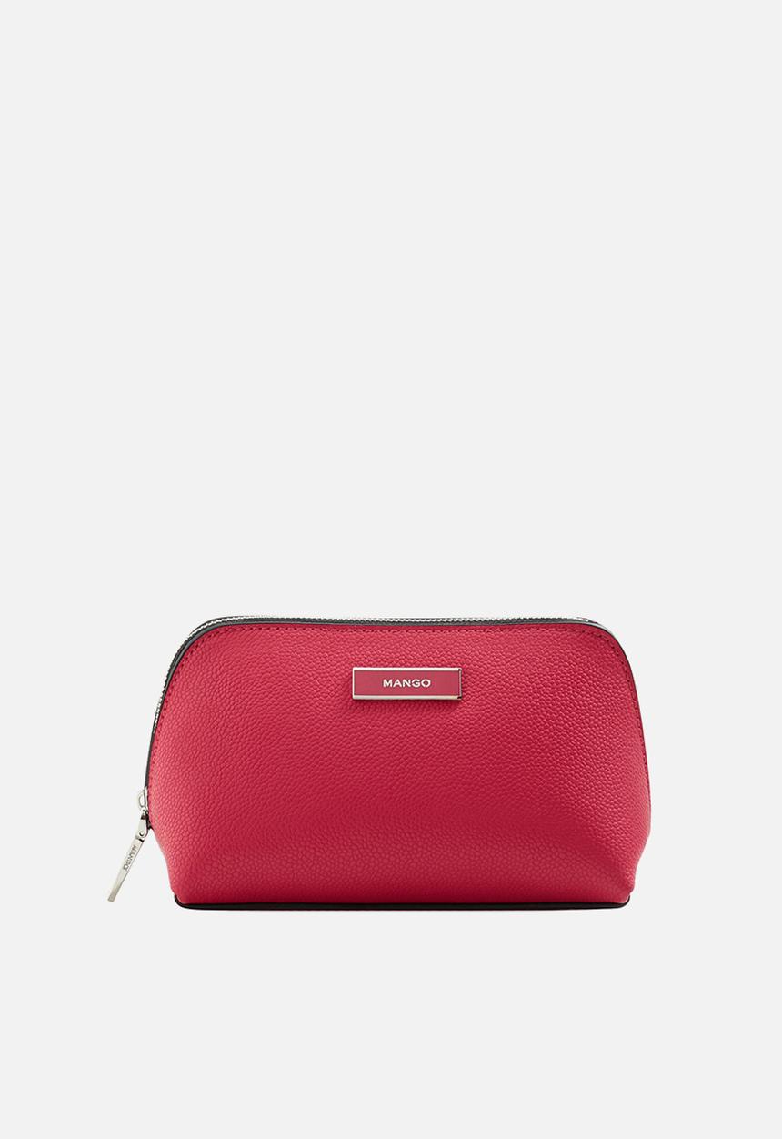 MANGO - Zipped pebbled cosmetic bag - red