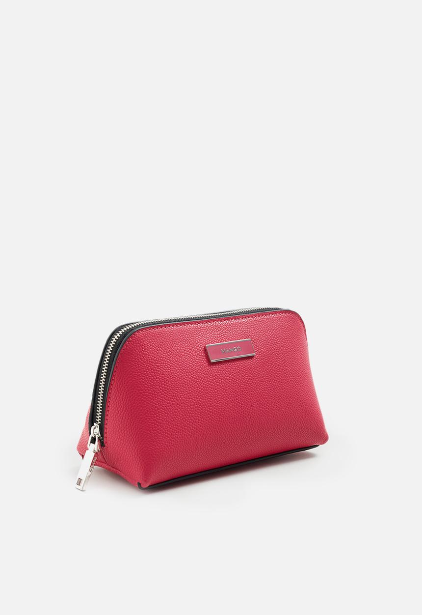 MANGO - Zipped pebbled cosmetic bag - red