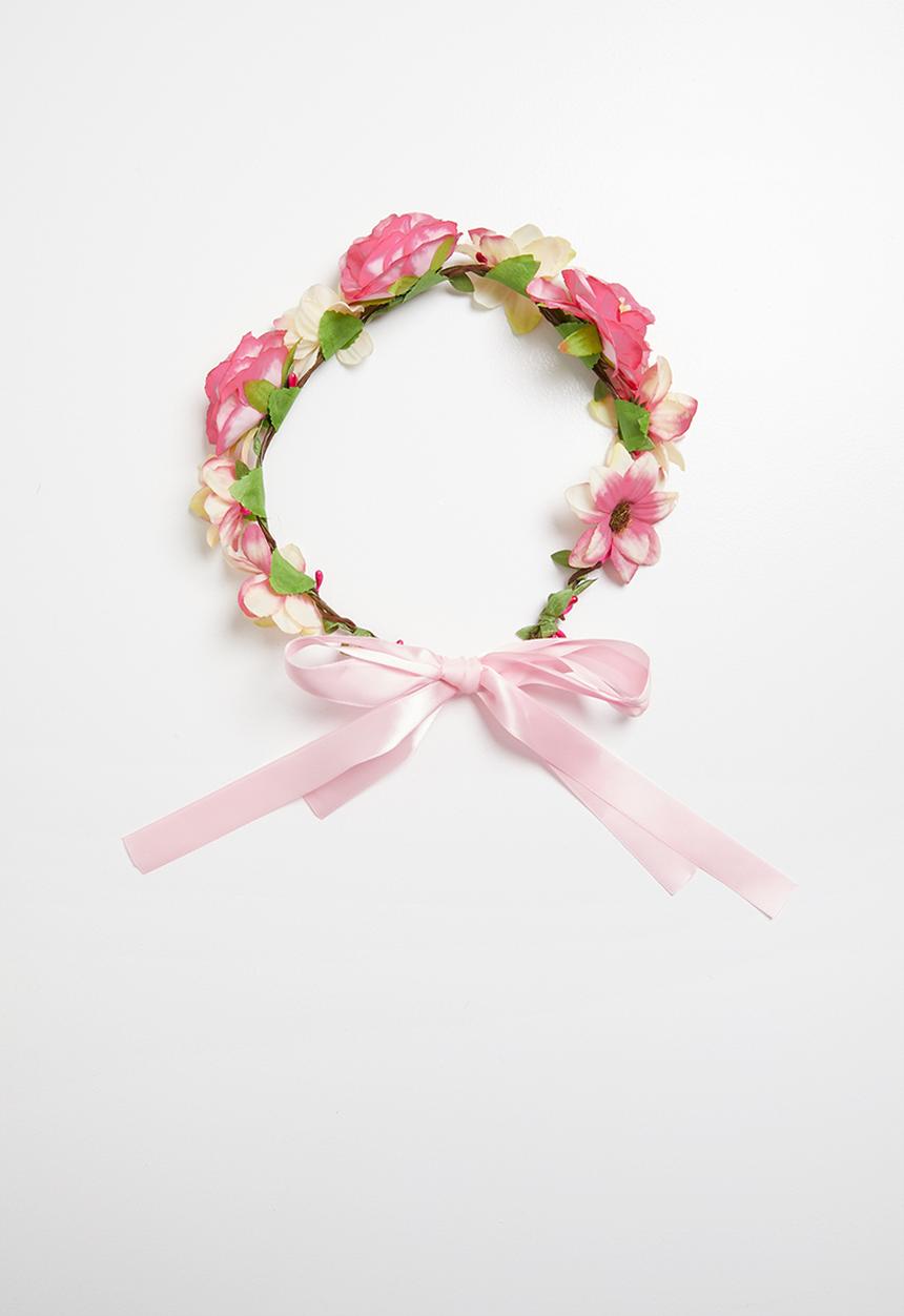 Jewels and Lace - Flower hair crown - pink