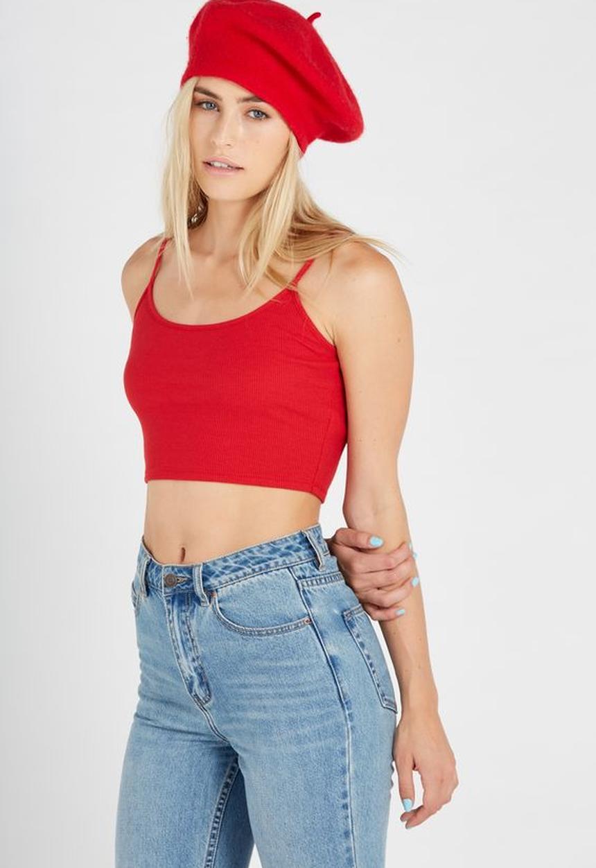 Supré  - Paige crop rib cami - red