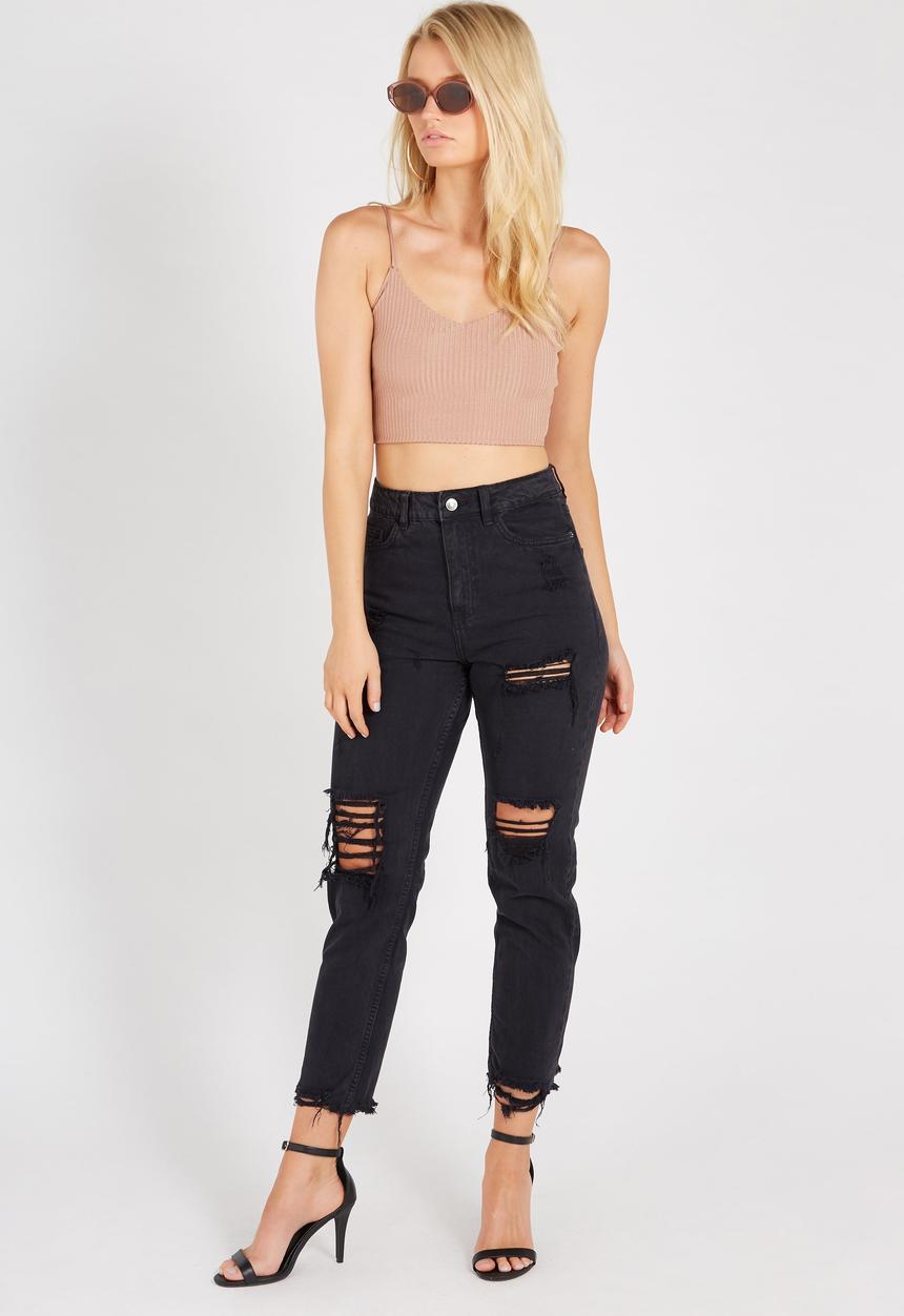 Supré  - Luxe rib crop cami - neutral