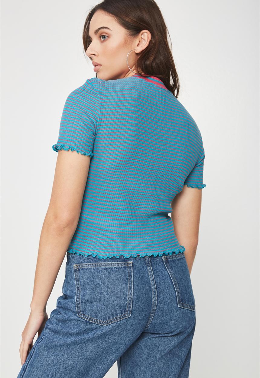 Factorie - Short sleeve beetroot - turquoise