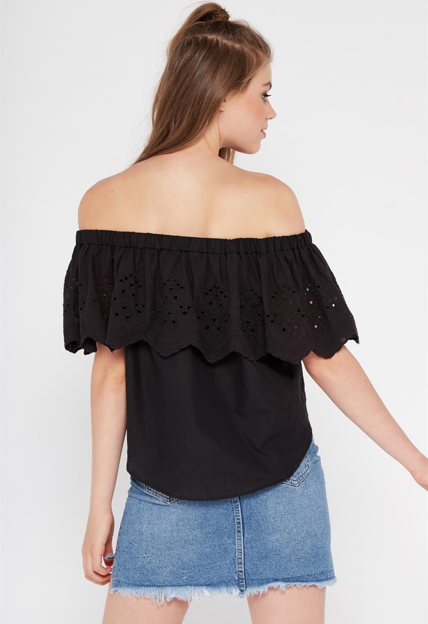Factorie - Sophia off shoulder with tassel - black 