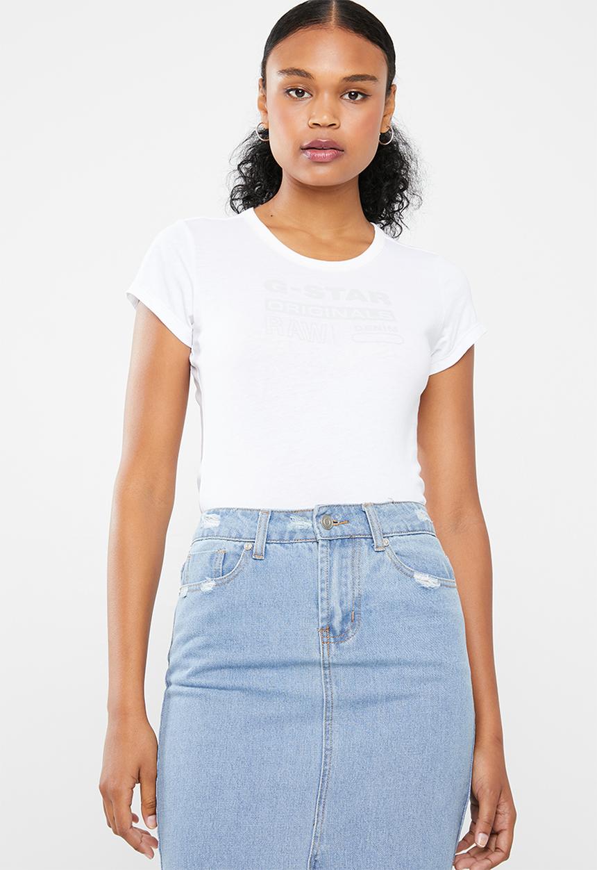 G-STAR - Graphic slim tee - white