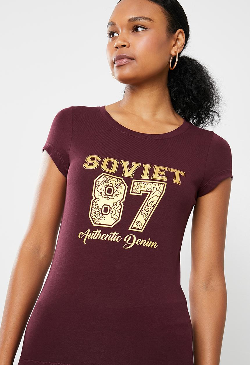 SOVIET - Ladies crew neck tee - burgundy